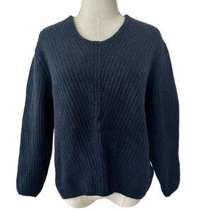 Sly navy blue V neck long sleeved  wool blend sweater